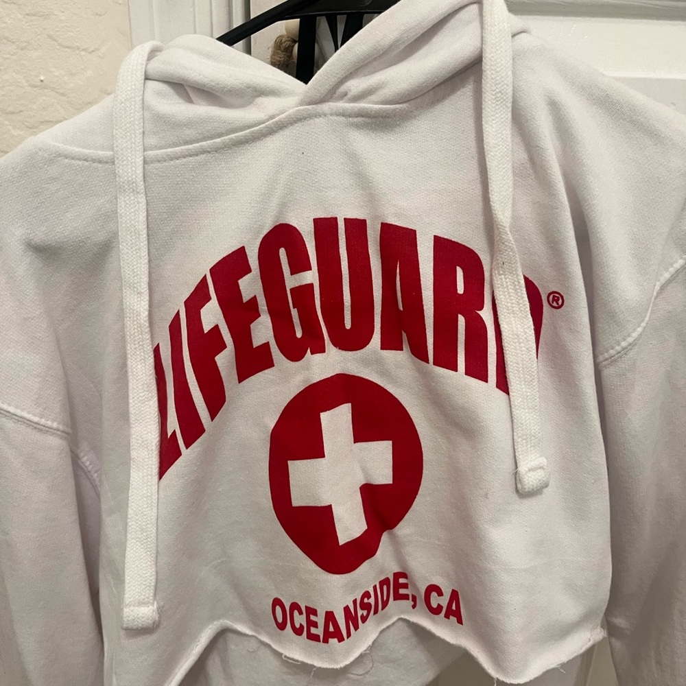 White Lifeguard Cropped Hoodie